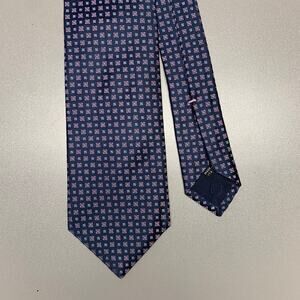 BORRELLI Blue Orange Squares Silk Tie